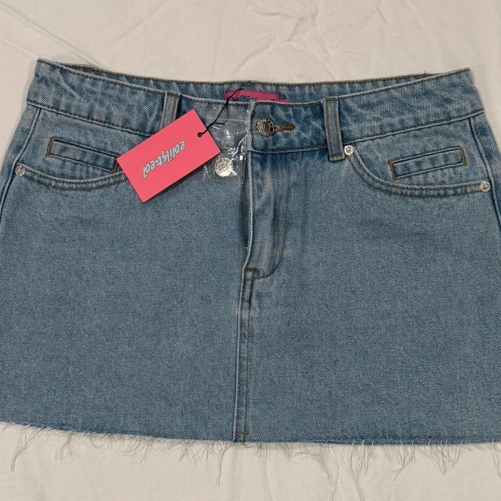 Edikted Blue Denim Mini Skirt